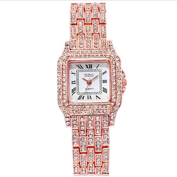 

wristwatches women's fashion diamond square steel band dracelet watch roman lettering small dial trendy student quartz, Slivery;brown