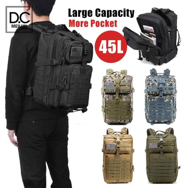 

backpack dc.meilun 45l large capacity army military tactical backpacks waterproof bug sport hiking camping hunting bags for traveling