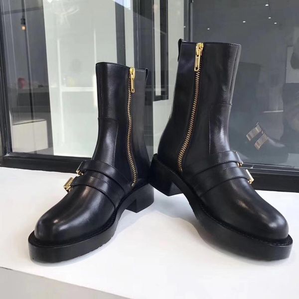 

boots autumn winter buckle strap black leather square toe fashion shoes women ankle cowboy for low heel punk motorcycle