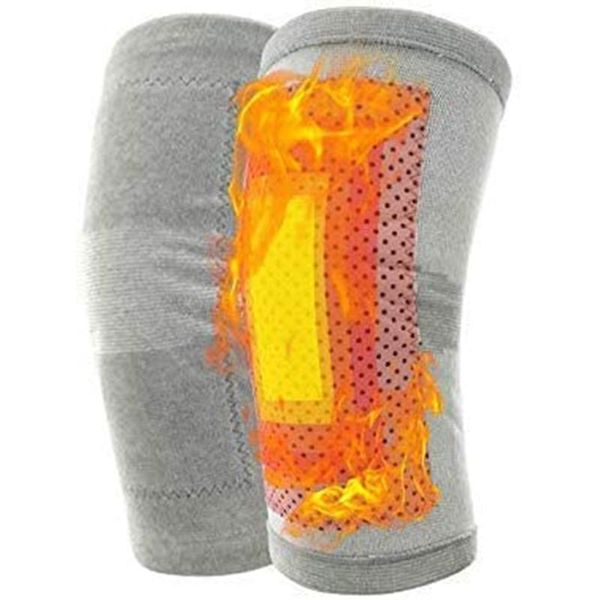 

pair self heating warm knee brace warmer support thermal compression wrap sleeves sports kneepads elbow & pads, Black;gray