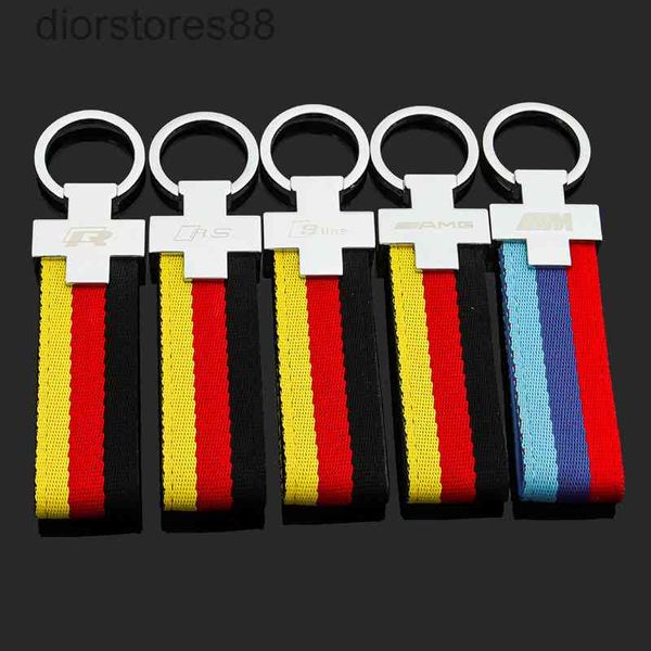 

key chain m three color sports audi sline volkswagen r mercedes benz amg nylon ribbon car pendant, Silver