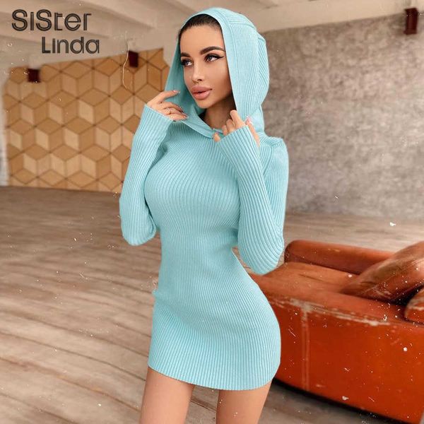 

sisterlinda casual ribbed soft cotton hoodie mini dresses women long sleeve skinny stretchy street activewear y2k bodycon dress y1006, Black;gray