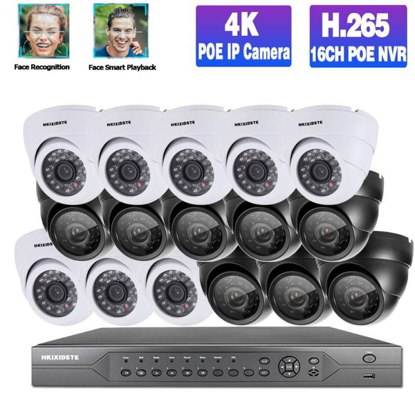 

camera security system kit 4k 16ch nvr outdoor waterproof dome video surveillance poe 5mp outside monitoring set wireless kits