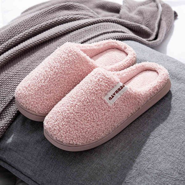 

slippers men women winter warm home plush soft slipper indoors anti-slip floor bedroom shoes house fur kapcie 46 1rq1, Black