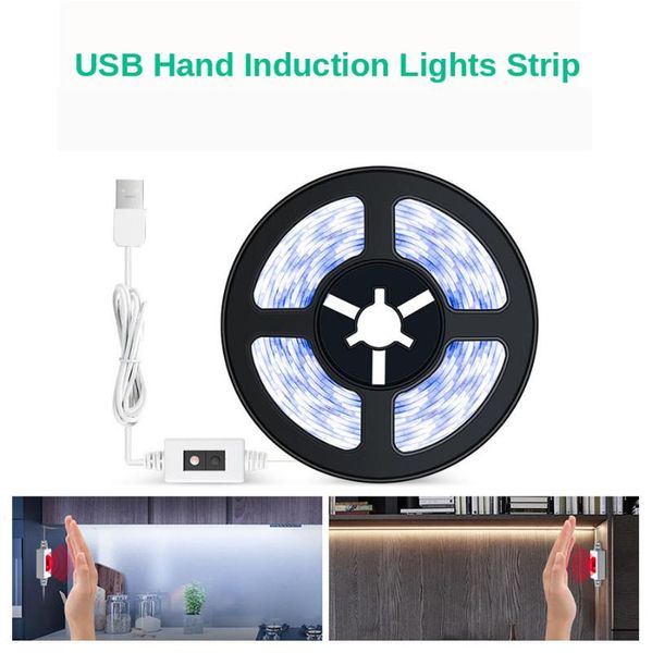 

hand sweep smart sensor lights strip 5v usb port motion induction switch control lamp kitchen closet home waterproof cabinet light