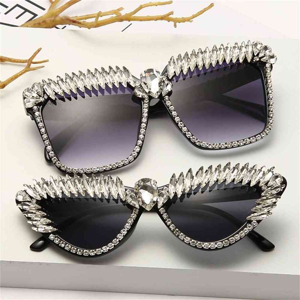 

80% off store online design style manual metal diamond box sunglasses female personality eye leg, White;black