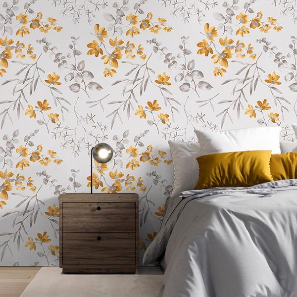 

wallpapers nordic pastoral purple wallpaper flower small foral modern minimalist bedroom living room background wall