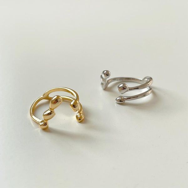 

cluster rings minimalist 925 sterling silver for women fashion creative hollow irregular geometric birthday party jewelry gifts, Golden;silver