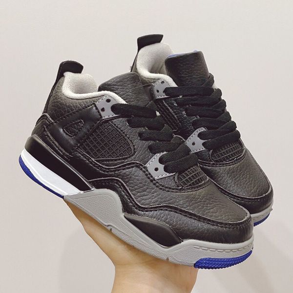 

4s grey pink iv collaboration basketball bred shoes children sports sneaker, Black