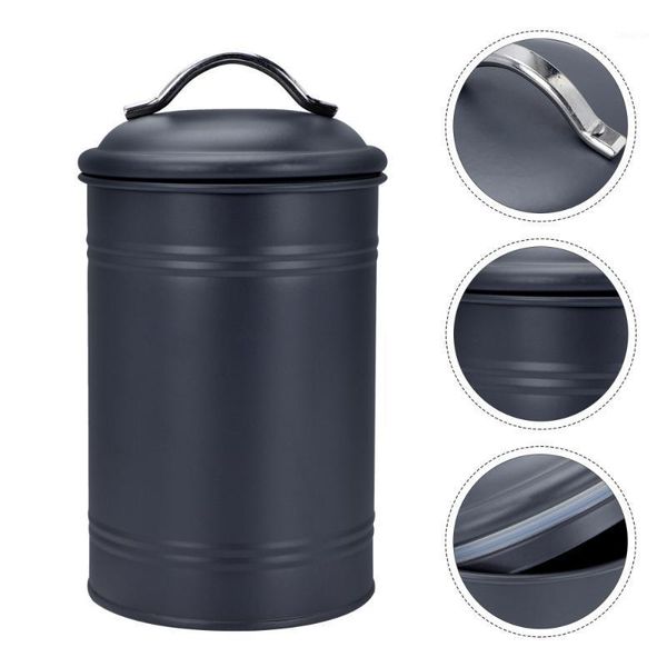 

storage bottles & jars 1pc iron tea tin canister can with airtight lid food (black)