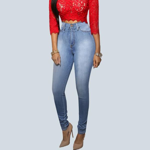 

women's jeans women high waist stretch slim pencil denim pants casual tight skinny female autumn summer trousers, Blue