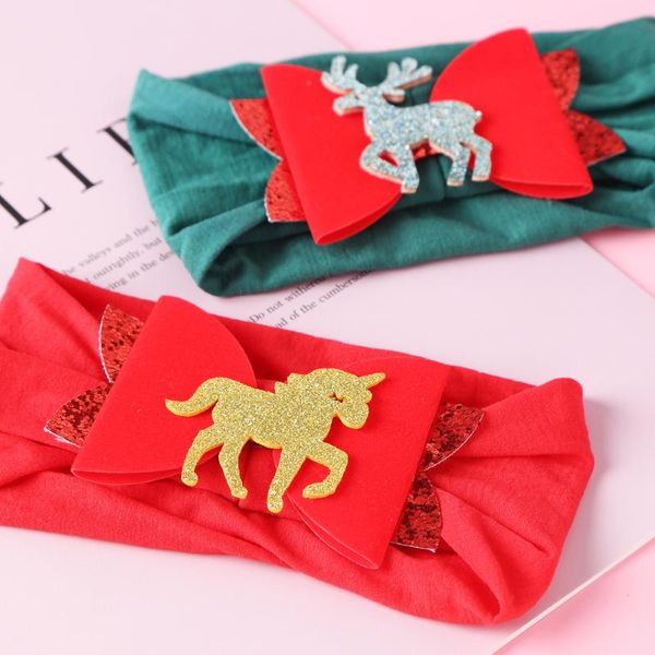 

hair accessories christmas baby girl headband infant nylon headwraps bow born headwear gift toddler xmas tree santa claus, Slivery;white