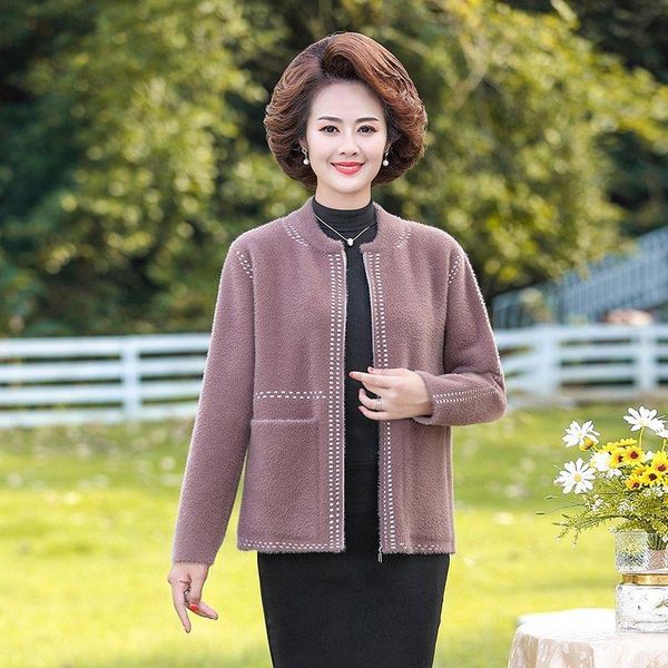 

women's fur & faux 2021 winter coats women quality mink cashmere short wool coat elegant casual plus size top, Black