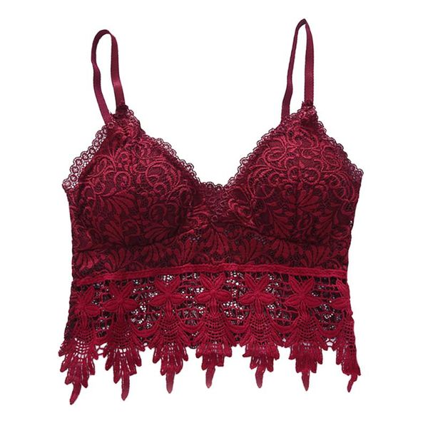 

women's tanks & camis women tube solid adjustable strap chest wrap lace crochet soft padded breathable no steel spaghetti underwear, White