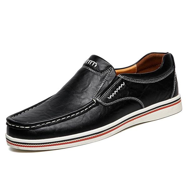 

dress shoes men genuine leather comfortable casual footwear chaussures flats for slip on lazy size 38-47, Black