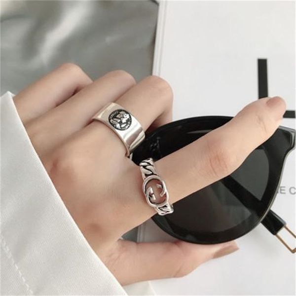

open personality fashion simple female letter index finger ring, Golden;silver