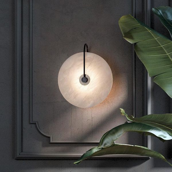 

wall lamp nordic simple art ring marble material lamps living room decoration bedroom led light corridor porch fixtures