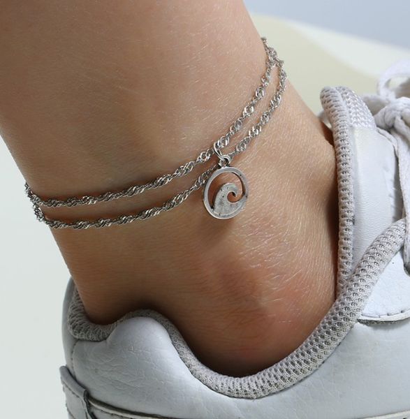 

european and american simple alloy beach chain jewelry anklets, Red;blue