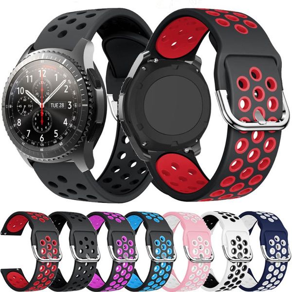 

watch bands double color silicone strap for samsung galaxy 3 45mm/45mm lte smart wristband 22mm replace bracelets gear s3 correa, Black;brown