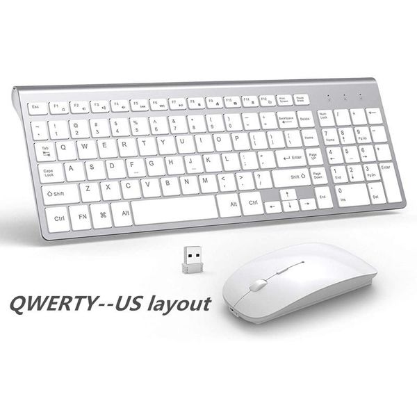 

keyboard mouse combos wireless and mouse, ergonomic design, us layout qwerty, with full-size digital keys, suitable for pc,lapilver whit