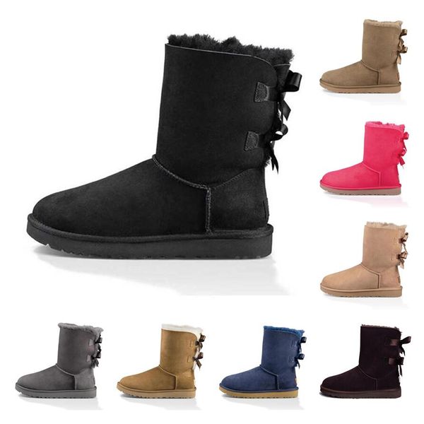 

2021 designer womens australia boots australian ugg boots women winter snow fur furry satin boot ankle booties suede leather o, Black