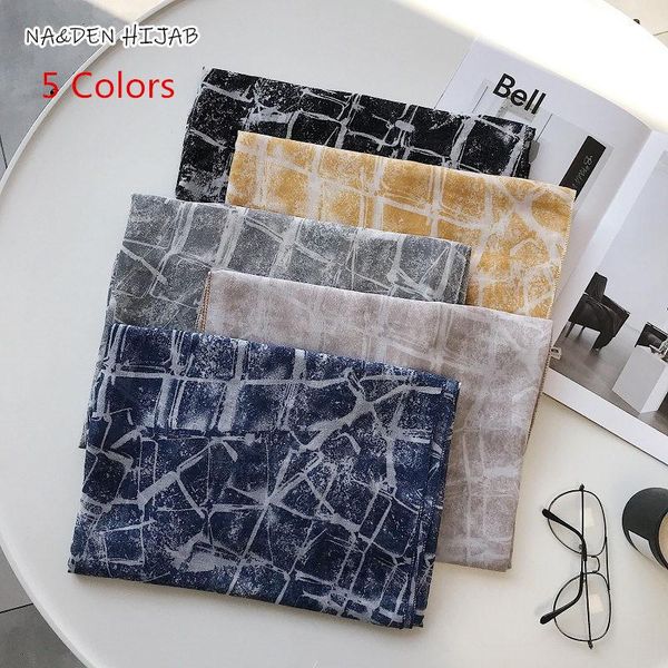 

scarves 5 colors geometric grid print hijab plain solid color scarf fashion muslim headband hijabs gorgeous, Blue;gray