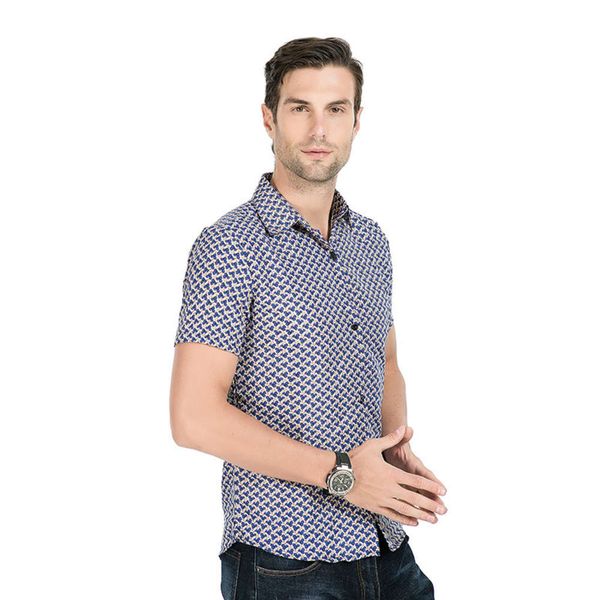 

men's shirt men's summer short sleeve floral shirt in 2019, White;black