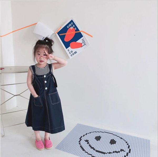 

style girls denim dress fashion summer cotton dresses 2-7 years cy835 girl's, Red;yellow