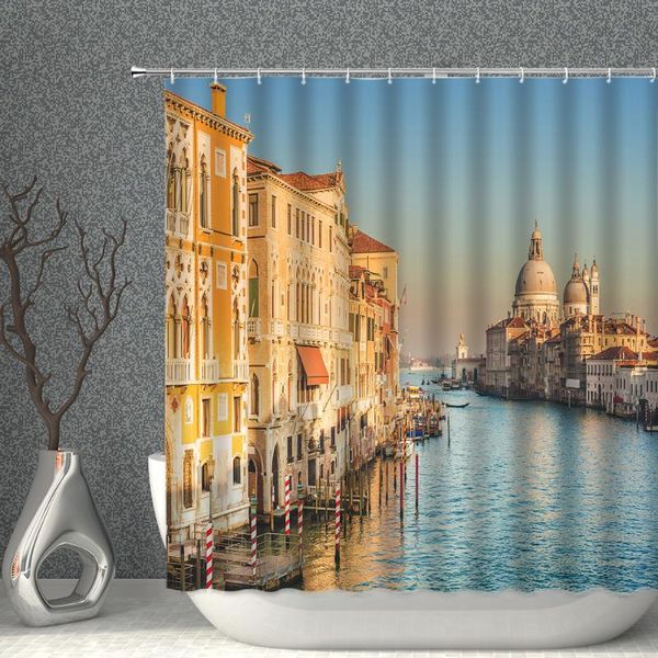 

shower curtains landscape curtain set italy venice water city india scenery bath waterproof fabric bathroom screen bathtub decor