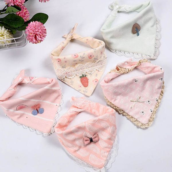 

baby bibs burping clothes newborn burp cloths boys girls accessories princess lace infant feeding cotton cartoon printed triangle towel b663