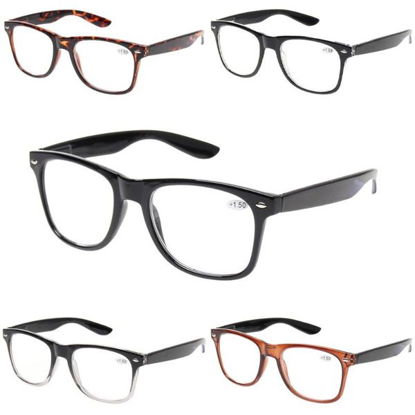 

sunglasses 5 pack reading glasses blue light blocking spring hinge readers for women men anti glare filter lightweight eyeglasses, White;black