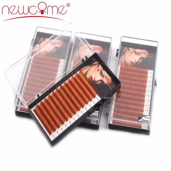 

12rows,brown color eyelash extension,brown long eye lashes 0.07 curl c d faux mink false eyelashes professional makeup1