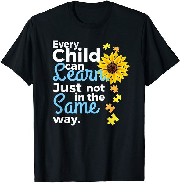 

autism special education teacher shirt sunflower tee women men boys t-shirt, White;black