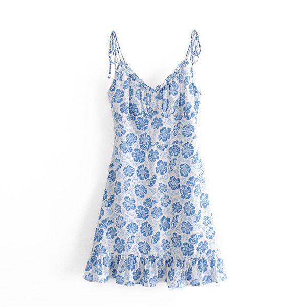 

casual dresses 2021 summer women dress floral print spaghetti strap above knee fashion female clothes, Black;gray