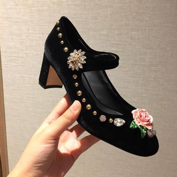 

dress shoes women summer mature sandals velvet super high heels and med crystal zapatos de mujer, Black