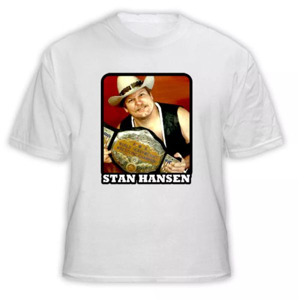 

stan hansen wrestling classic retro awa t shirt, White;black