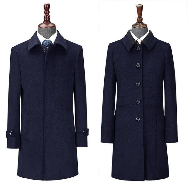 

women's wool & blends and winter professional wear thickened woolen work clothes korean version medium long windbreaker business coat, Black