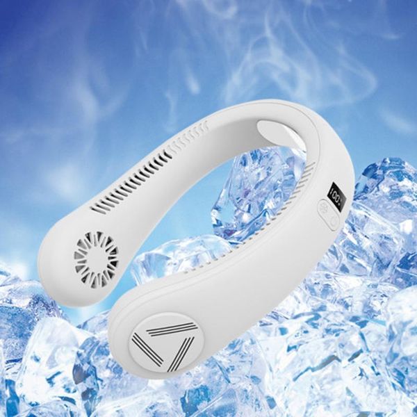 

mini bladeless fan neck 4000mah usb rechargeable sports fans personal air cooler for home outdoor -random color electric