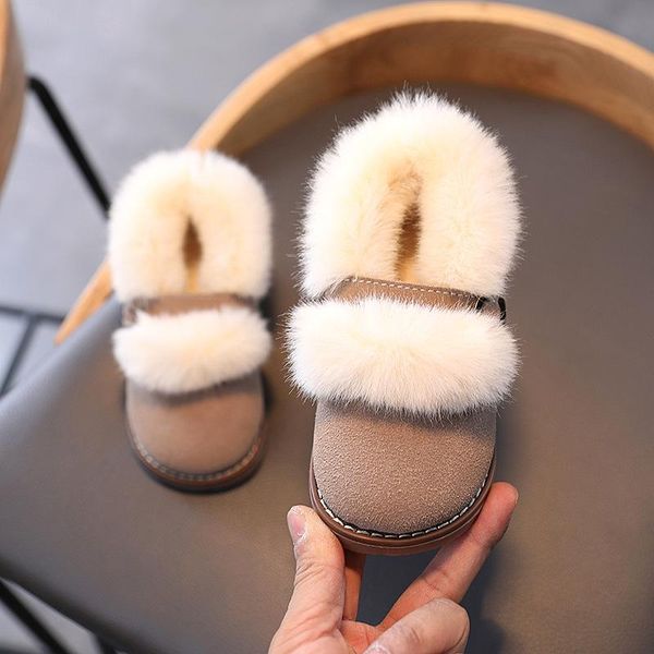 

boots fall/winter 2021 thick-soled outer wear plush shoes women's casual flat-bottom non-slip korean version of lazy snow, Black