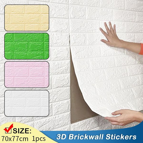 

wallpapers 1pc 3d wall sticker brick pattern wallpaper for living room bedroom tv 77x70cm waterproof self-adhesive