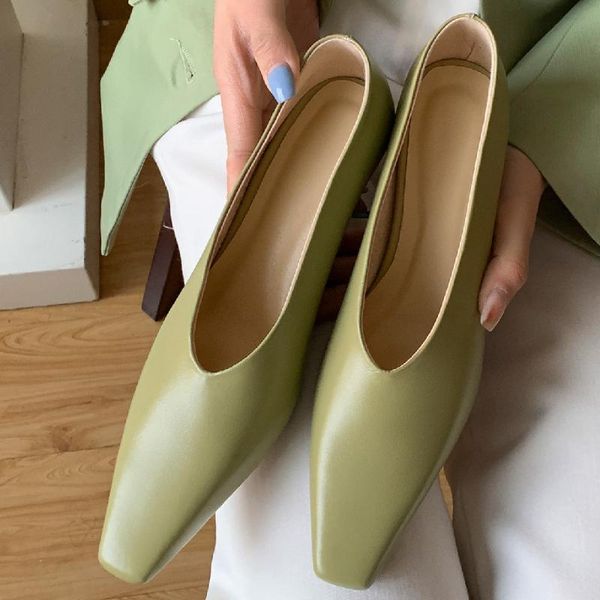 

women's genuine leather square toe slip-on thin high heel pumps v-opening retro female soft comfortable evening dress shoes sale, Black