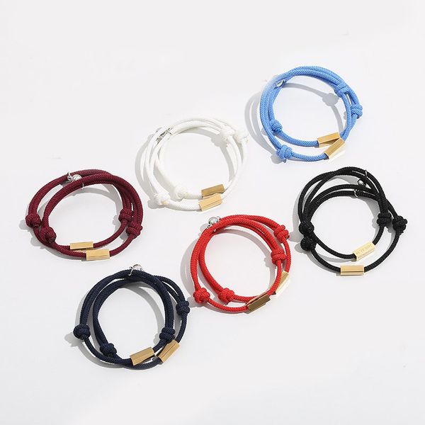 

kimter women lovers matching friendship bracelets charms handmade braided rope distance couple magnetic bracelet kit q109fz, Golden;silver