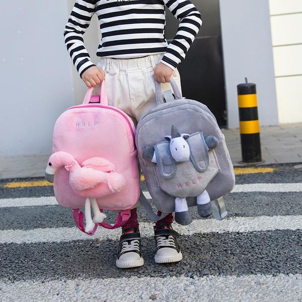 

kindergarten plush bag cartoon cute children girls boys backpack detachable small animal 3d school bags