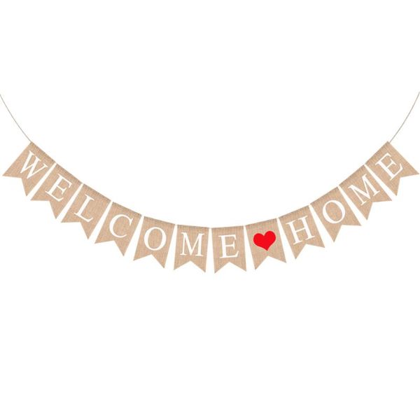 

party decoration oyard 2.8m welcome home banner swallowtail flags burlap for family