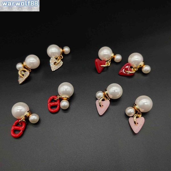 

pearl classic design earrings di family love simple korean style ins diamond inlaid fashion temperament version, Golden