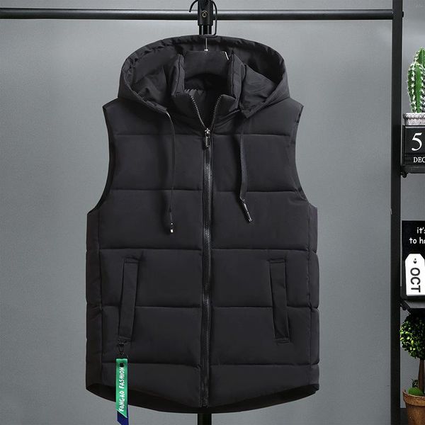 

men's vests autumn winter style cotton vest sleeveless jacket thick down casual waistcoat plus, Black;white