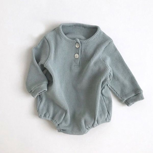 

baby rompers boy girls newborn baby threaded open collar long sleeve clothes long sleeve girls winter autumn baby outfits clothe, Blue