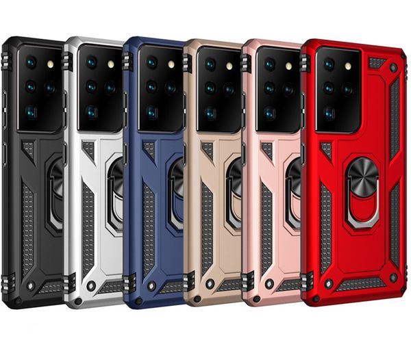 

2 in 1 hybrid rugged phone cases magnetic finger armor back cover kickstand heavy duty protector for samsung s22 ultra s21 fe note20 a12 a13