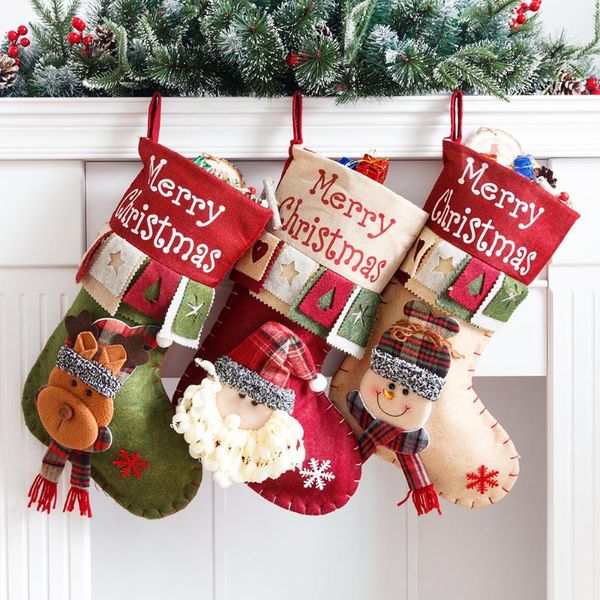 

christmas decorations merrychristmas large stockings santa claus snowman three-dimensional decorative gift bag
