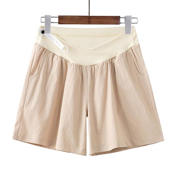 

maternity bottoms 2021 pregnant women belly shorts summer casual cotton and linen trousers adjustable low waist short pants wholesale, White